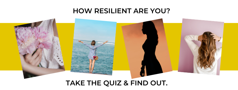 How resilient are you quiz opt-in image with a yellow background and four images of women.
