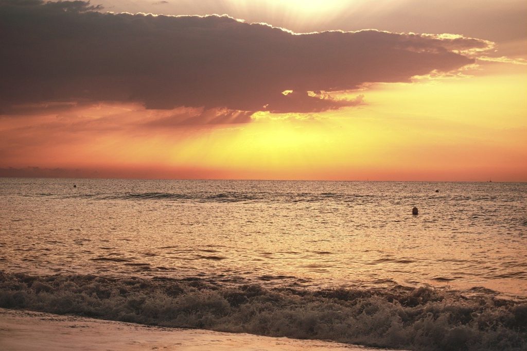 beach, ocean, sunset
